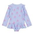 thumbnail image 2 of Nano Maillot de Bain une Pièce pour Filles (UBF 50+) - Flamants Roses Bleu Pâle (3 Ans), 2 of 3