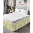 thumbnail image 4 of Yellow Striped Wrap Around Bed Skirts for California King Bed 16" Drop,Bed Skirt with Adjustable Elastic Belt Dust Ruffle Bed Valance for Bedroom Modern Simple Farmhouse Beige Vintage Bed Frame Cover, 4 of 7