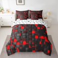 thumbnail image 2 of Castle Fairy Teens Black Red Grid Twin Bedding Sets,Plaid Checkered Bedding Comforter Set, 2 of 8