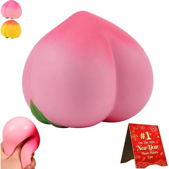2026 New Peach Squishy, Squishy Peach, 1Pc Realistic Peach Shaped Fruit Squeeze Balls, Soft Flexible Fidget Toys Decompression Gift for Relieve Stress, Pink