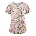 thumbnail image 1 of LS Uniforme d'Infirmière pour Femmes à Manches Courtes, Col en V, Imprimé de Fleurs, Blouse de Travail avec Poches, Sarraus, Travail Médical, Uniforme d'Infirmière, 1 of 7