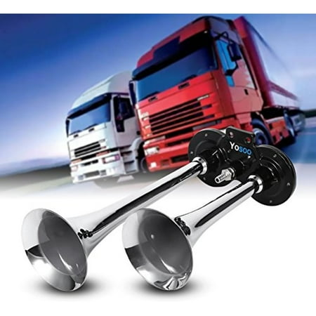 Air Horn Dual Trumpet Chrome, 12V 150db Super Loud Trumpet Air Horn Compressor For Car Boat Truck Lorry