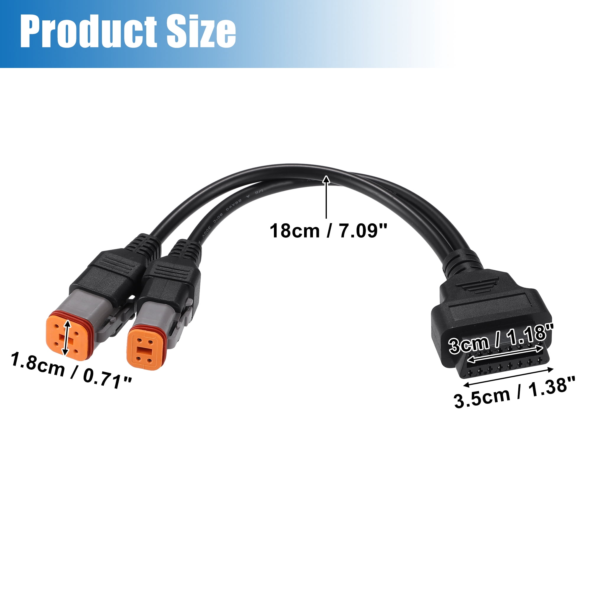 Unique Bargains 16 Pin to 4 Pin 6 Pin Motorcycle OBD Cable Diagnostic Tool Scanner Adaptor