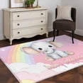 thumbnail image 3 of Area Rugs for Living Room Bedroom, Elephants 4'x6' Rug Washable Carpet Runner Indoor Outdoor, Cute Rainbow Clouds Pink Purple Non Slip Accent Floor Mats Rug for Kitchen, Office, 3 of 8