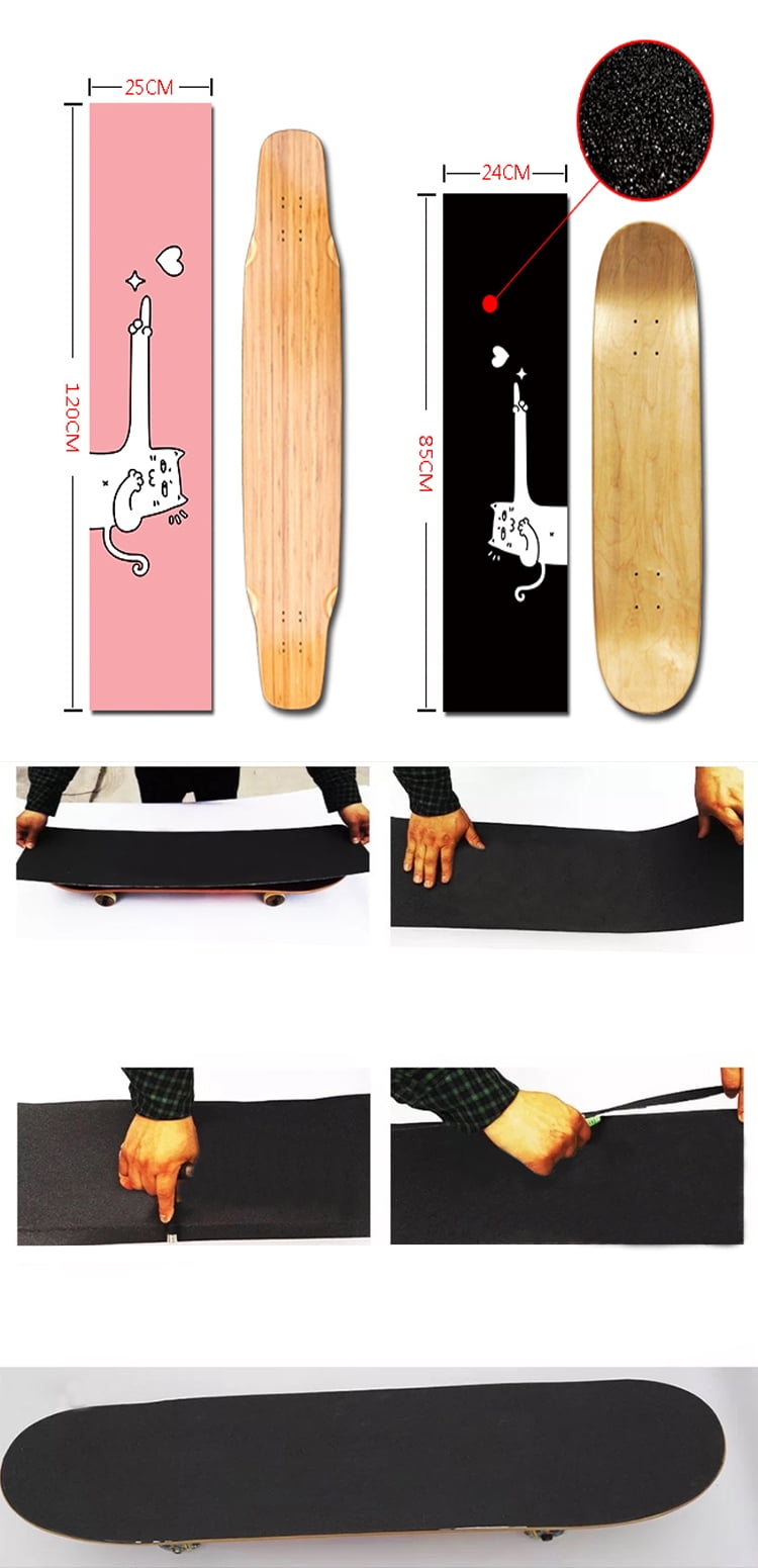 Skateboard Grip tape Sheet BUBBLE FREE Scrub stickers Wear-resistant Anti-slipBlack #17