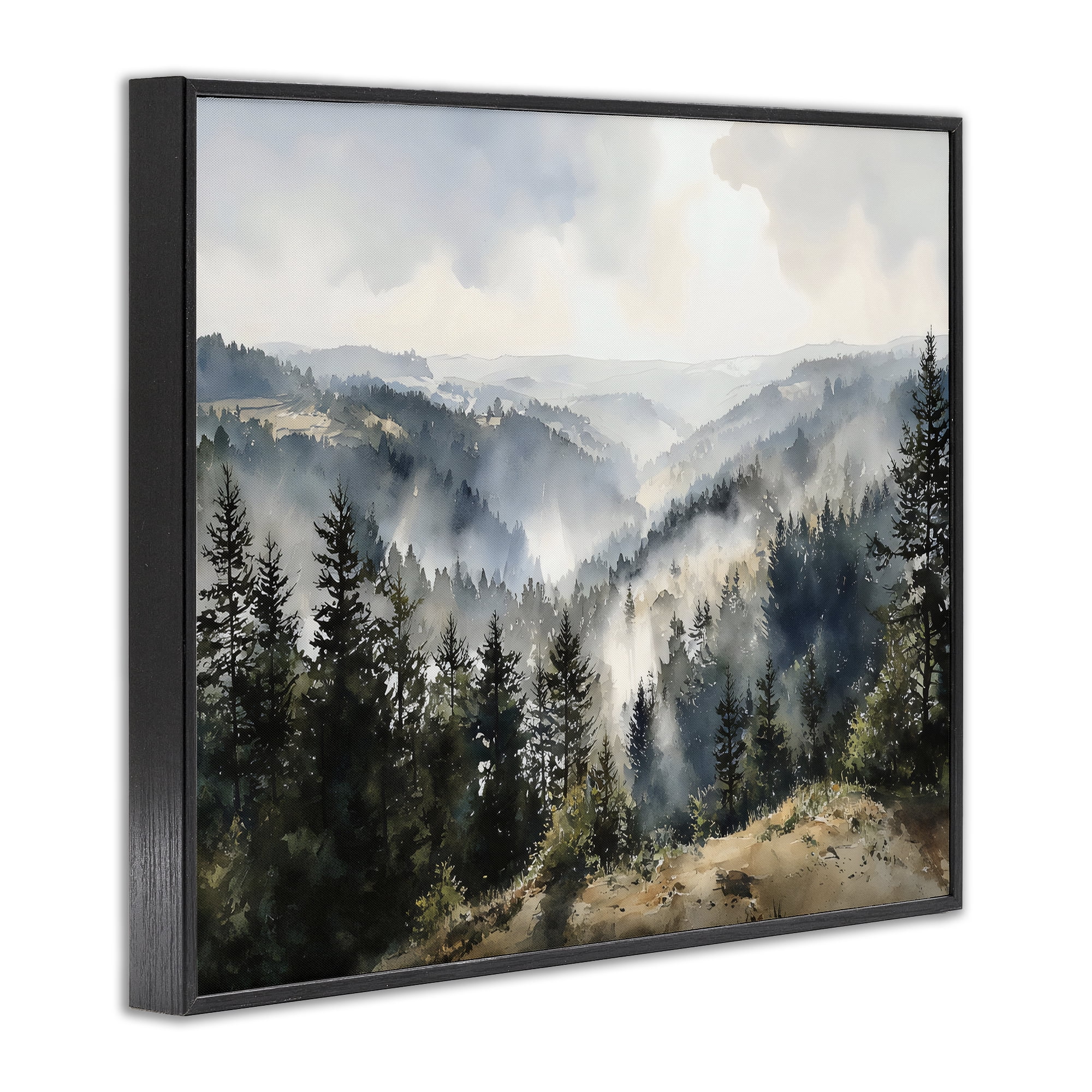 Stupell Industries Misty Tree Tops Vista Black Framed Giclee Art, design by Franklyn Gregory