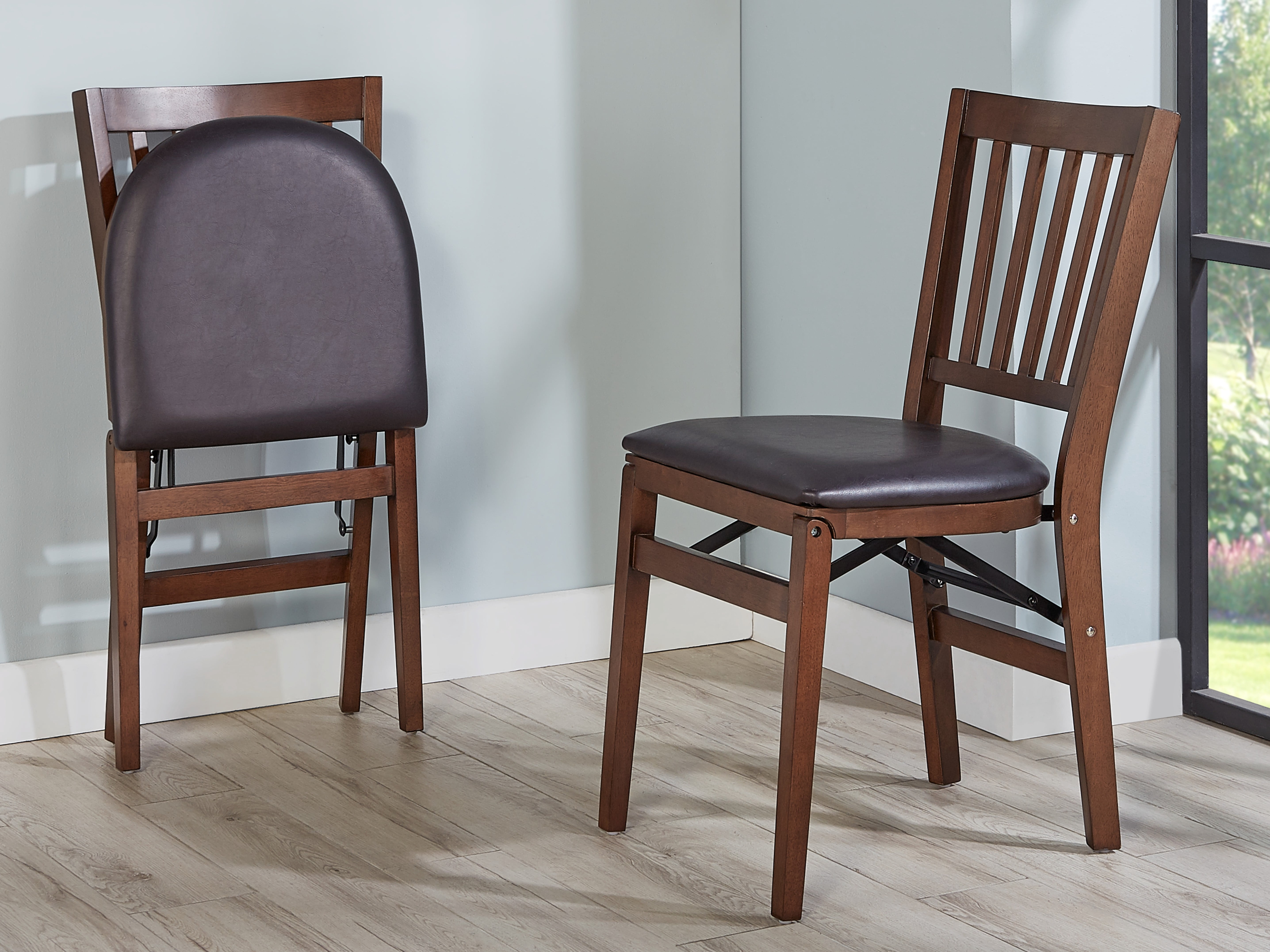 Stakmore School House Wood Folding Chair, Walnut, 2 Pack