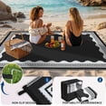 thumbnail image 2 of HIWEAVER Black/White8'x 10' Outdoor Rug Garden Decor Scolloped Bordered Carpet Plastic Straw Waterproof Reversible Patio Area Rug for Balcony Deck Picnic Portable Camping Mat, 2 of 6