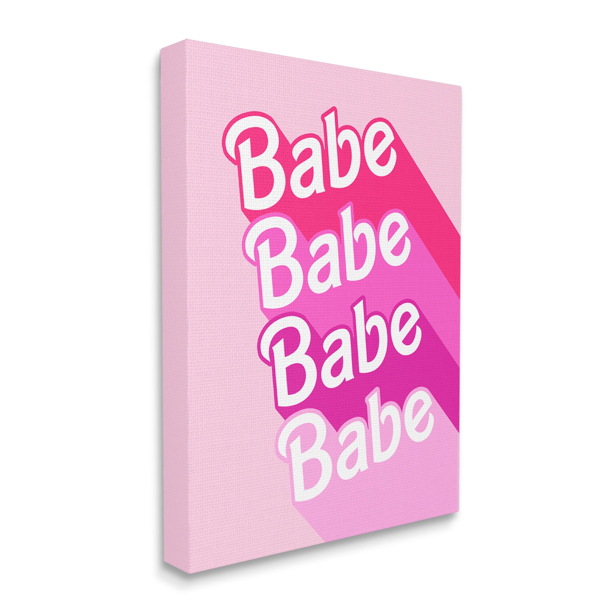 Stupell Industries Babe Pink Phrase Inspirational Painting Gallery Wrapped Canvas Print Wall Art, 24 x 30