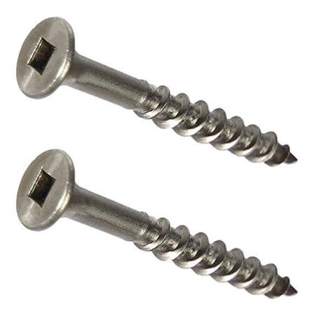 10 x 1-1/2" Stainless Steel Deck Screws - 100 Pack - Square Drive, Type 17 Wood Cutting Point - Outdoor & Marine Fasteners