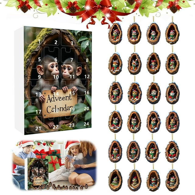 CaiYueKe Christmas Countdown Calendar Acrylic Hanging Ornament Holiday Advent Calendar Festive Home Decor Office Desk Decoration Family Friends Gift