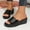 B_ Black, variant on Women's Minimalist Round Toe Thick Sole Wedge Slides, Wide Width Casual Slippers for Outdoor Leisure Gold 36