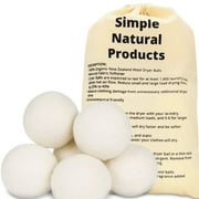 Simple Natural Products Wool Dryer Balls Fabric Softener 6 Pack XLarge