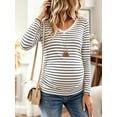 thumbnail image 4 of V Neck Long Sleeve Pregnancy Tops Shirts Maternity Clothes for Women 3-Pack, 4 of 6