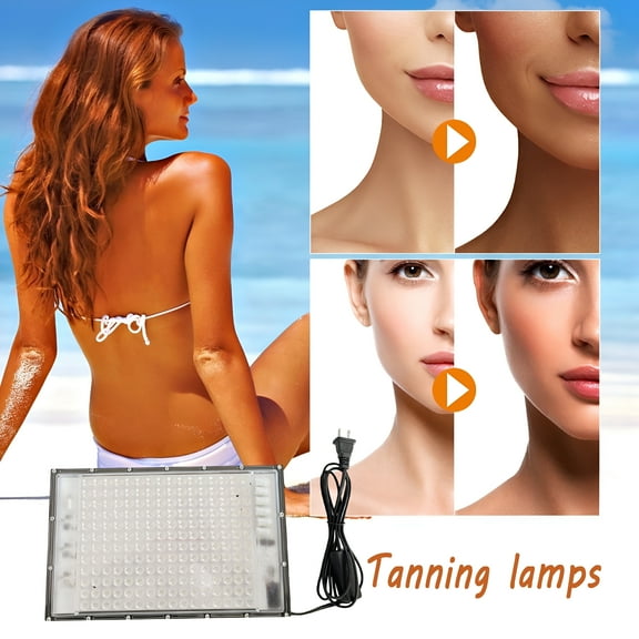 HIBIBUD Sun Indoor Tanning Lamp, Tanning Light, Portable Tanning Light, 45W, 196LEDs, Complete Blue Tanning Lamps for Face and Body, Body and Face Tanning