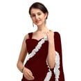 thumbnail image 2 of Women's Georgette Partywear Saree Ruffle Frill Sari with Readymade Blouse , Color: Maroon | Size: 46, 2 of 6