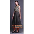 thumbnail image 3 of Bimba Dark Gray Floral Anarkali Dress Mandarin Collar Sleeveless Kurtis for Women Print Maxi Dress Large, 3 of 6