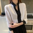 thumbnail image 6 of HongQid Womens Button Down Shirt Long Sleeve Classic Collared Tops Work Office Casual Chiffon Blouse, 6 of 6
