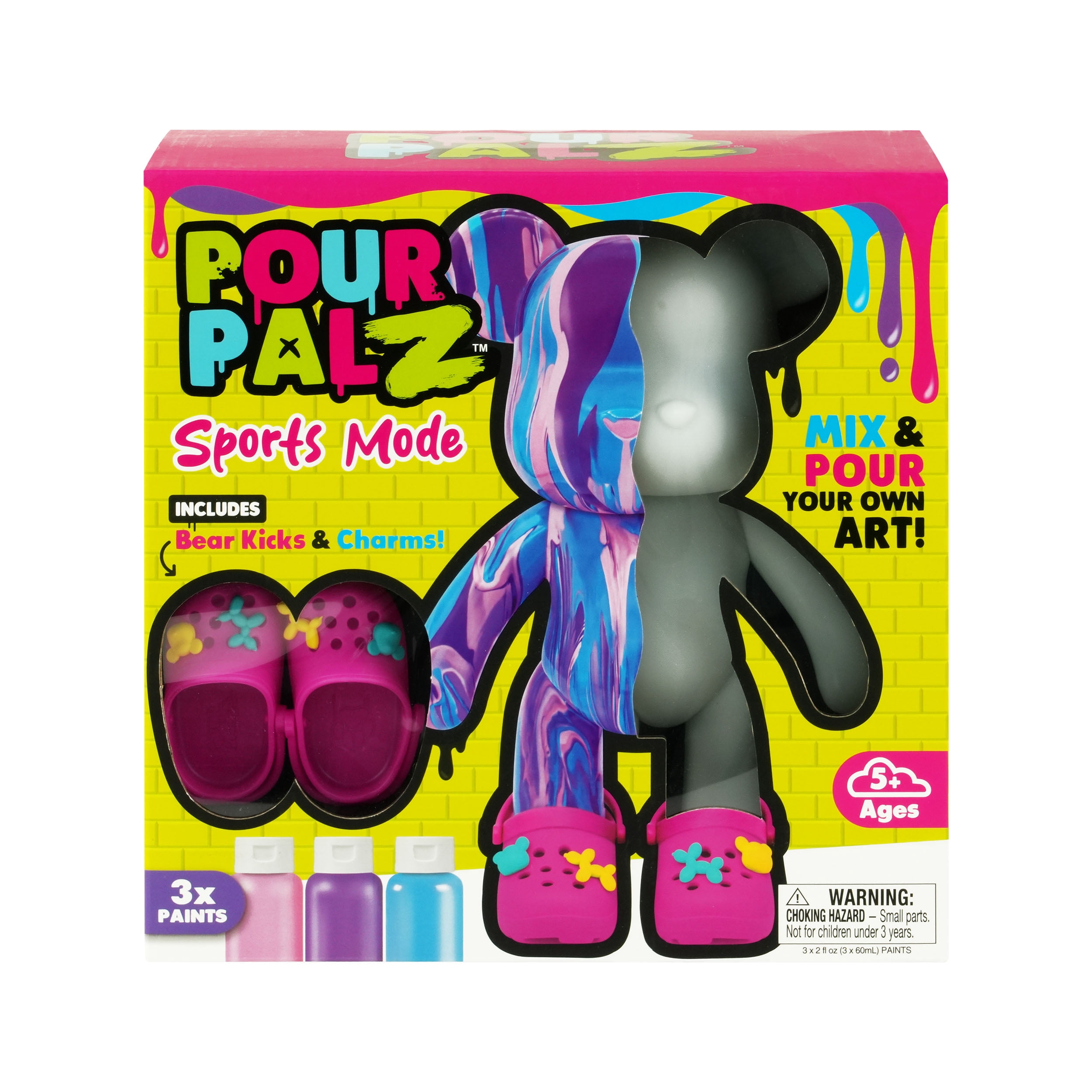 Pour Palz Bear Sport Mode Pink DIY Paint & Pour Craft Kit & Activity Toy for Kids, Ages 5+