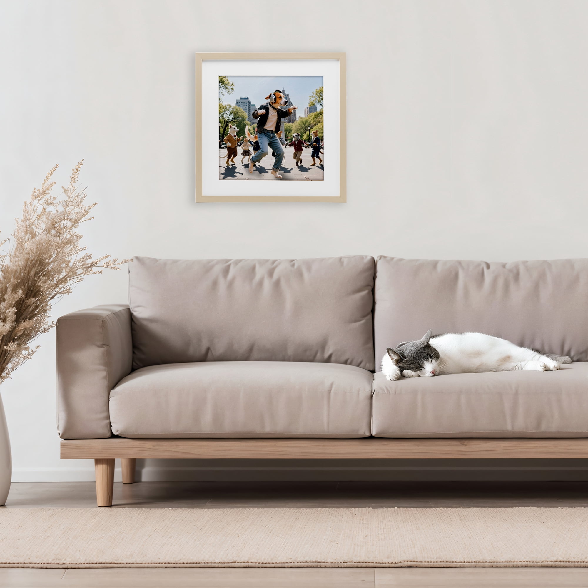 Stupell Industries Stylish Dog Dancing in Park Birch Framed Print Under Glass, design by CAD Designs
