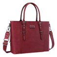 thumbnail image 1 of Bolsa MOSISO para portátil, piel sintética, para mujer, 17-17,3 pulgadas, color rojo vino, 1 of 6