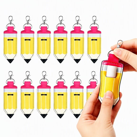 Lipstick Holder Keychain 12 Pack Lip Balm Keychain Sleeve Bags with Hook, Portable Travel Pouch for Women Teachers