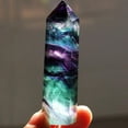thumbnail image 2 of RuiJiao Natural Rainbow Fluorite Quartz Crystal Hexagonal Wand Healing Crystal Stone Purple Green Gem for Feng Shui Decor Home Office Decor, 2 of 6
