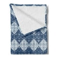 thumbnail image 2 of Navy Blue Soft Flannel Fleece Throw Blanket, Oriental Pattern in Patchwork Horizontal Design Eastern, Cozy Plush for Indoor and Outdoor Use, 50" x 60", Pale Blue Dark Blue, by Ambesonne, 2 of 5