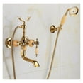 thumbnail image 4 of Luxury Antique Style Gold Bath Tub Faucet Ceramic Handle Handheld Shower Head Faucet Bathtub faucet set shower faucet set ,360° Swivel Spout, 4 of 6