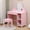 Pink, variant on Wooden Princess Vanity Desk with Mirror & Lights | Toddler Dressing Table with Stool, Drawer, Open Shelves & Cubbies Storage for Little Girls' Makeup