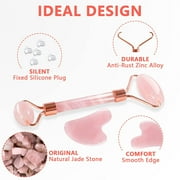 Jade Roller & Gua Sha, Facial Beauty Roller sets, Rose Quartz Massager for Face, Eyes, Neck, Relieve Fine Lines,Wrinkles,and Muscle Relaxing By PULMCheerger
