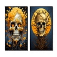 thumbnail image 2 of Designart "Funky Halloween Smiling Skull with Yellow Flowers" Skull Framed Wall Art Set Of 2 - Modern Yellow Frame Gallery Set For Office Decor, 2 of 6