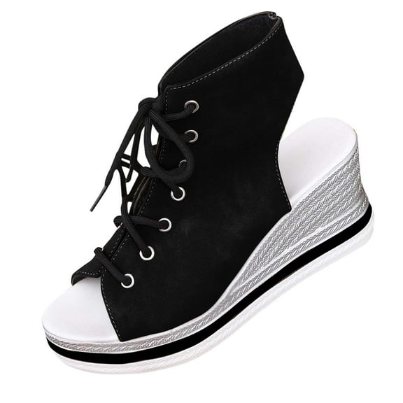 Hopeusnice Women's Sandals Non-Slip Breathable Cloth Materials Summer Shoes Soft Open Toe Trendy Thick-Soled Heel Comfortable Walking Shoes Black 39