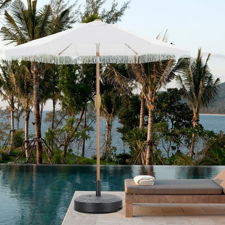 boho patio umbrella with fringe Ainfox 7.5ft Boho Fringe Patio Umbrella, Waterproof Sun Protection