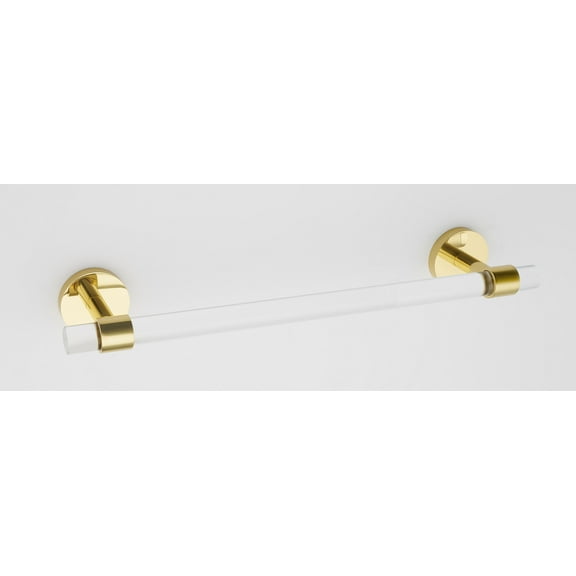 Alno A7220-24 Contemporary Acrylic 24" Wide Clear Bathroom Towel Bar - Brass