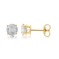 1-1/4 Carat T.W. Round White Diamond Yellow Gold over Sterling Silver Stud Earrings