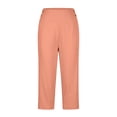 thumbnail image 7 of Charella Women's Yoga Capris Straight Leg Casual Split Elastic Waist Stretch Workout Pants with Pockets S-3xl (3XL, Pink), 7 of 7