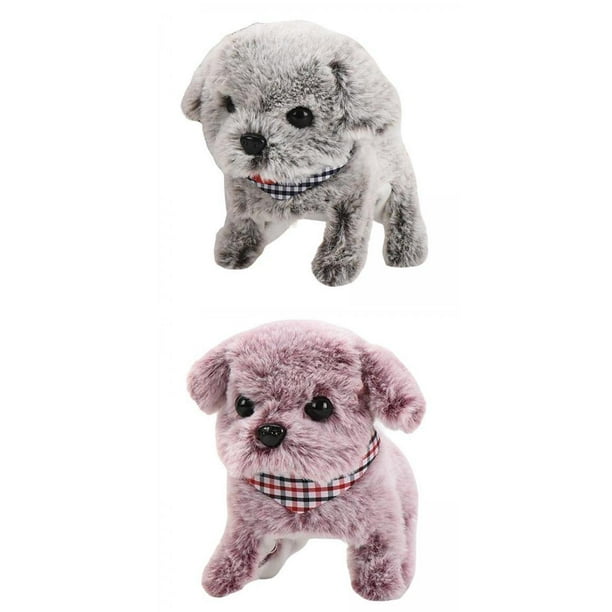 Perro de Peluche Eléctrico con Cola Que , Juguete , Robot para Niños, Claro + Perro de Peluche Eléctrico con Cola Que