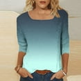 thumbnail image 5 of Women's Tops 3/4 Length Sleeve Square Neck Gradient Color Casual Dressy Tunic Tops Summer Basic Shirts, 5 of 7