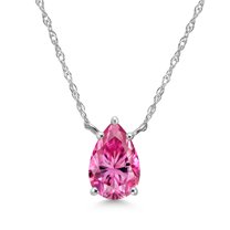 Gem Stone King 14K White Gold Pink Moissanite Pendant Necklace for Women | 1.12 Cttw | Gemstone Birthstone | Pear Shape 8X6MM | With 18 inch Chain