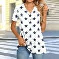 thumbnail image 2 of JTZGDY Henley Tops for Women Dressy Casual Summer Boho Floral Pattern Printed Short Sleeve Button V Neck Graphic T-Shirts Loose Oversized Tunic Blouse White L, 2 of 7