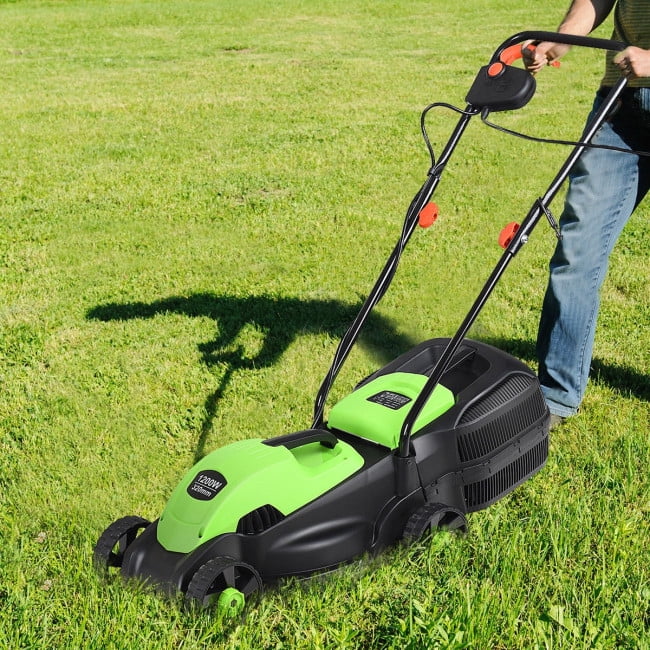 SUGIFT 14 Inch Electric Mower Push Lawn Corded Mower with Grass Bag