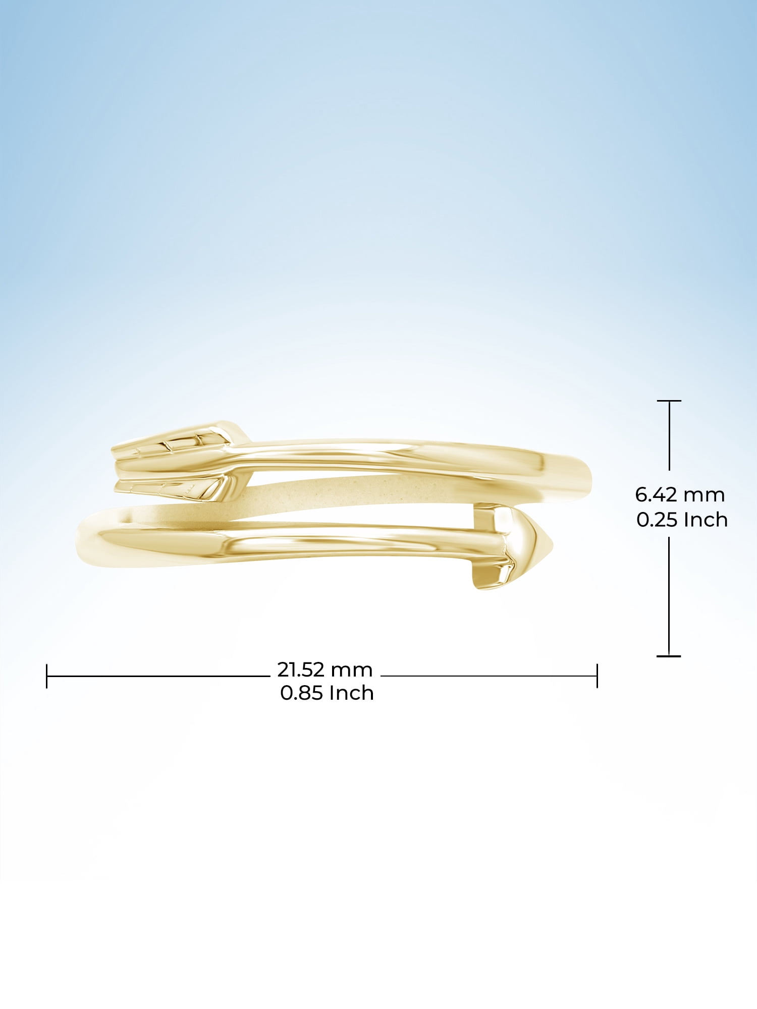 JewelersClub 14K Gold over Silver Arrow Friendship Ring for Women | Dainty 14k Gold over Silver Promise Ring For Women | Silver Open Band Cupid’s Arrow Ring For Women