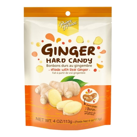 Prince of Peace Ginger Hard Candy with Center-Filled Ginger Burst, Made with Real Ginger, 4oz.Bag - Bold and Spicy Flavor, Natural Digestive Aid, Individually Wrapped
