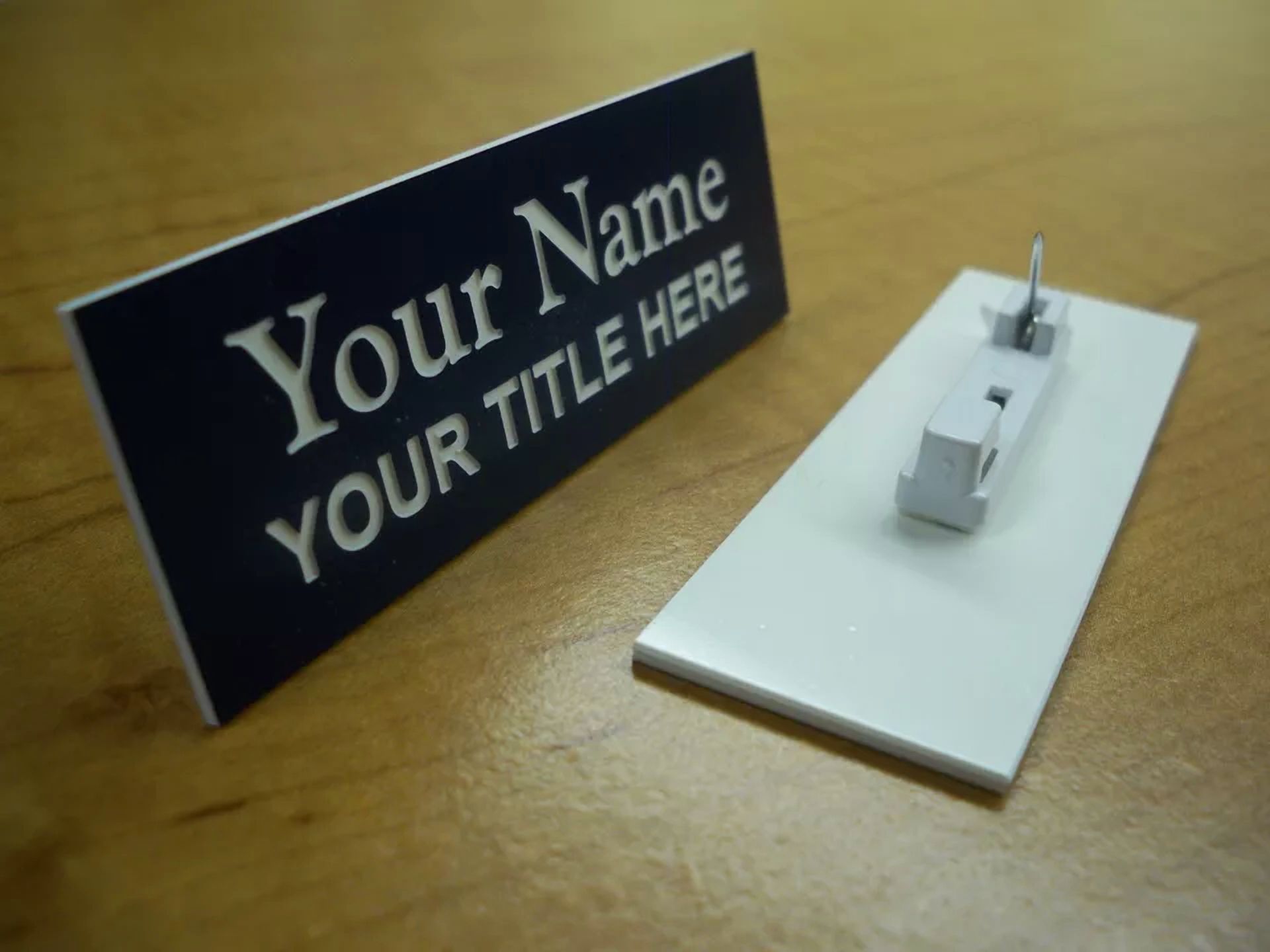 CIRCLE- Custom Engraved 1X3 Name Tag Id Badge With Pin Or Magnetic Attachment Any Color!
