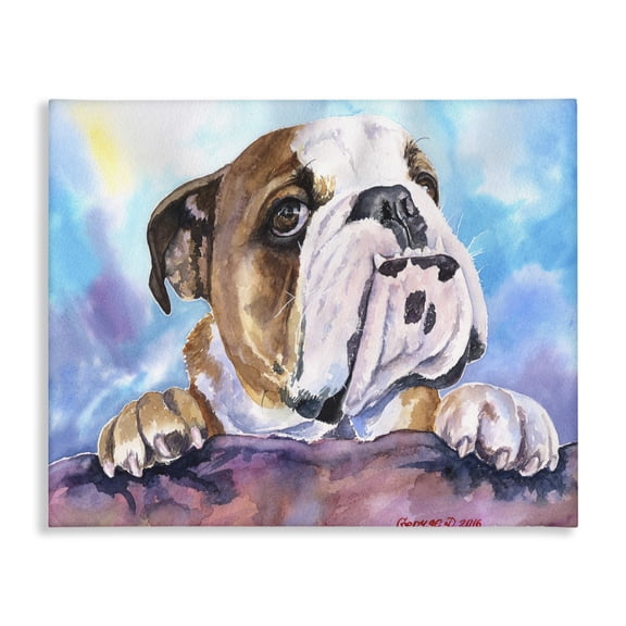 Stupell Industries Eclectic English Bulldog Dog Pet Watercolor Canvas Art, 20 x 16, by George Dyachenko