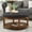 Charcoal Round Ottoman, variant on Coffee Table Ottoman with Storage Shelf, Tufted Upholstered Footrest Stool, Solid Wood Base, Living Room Accent Table