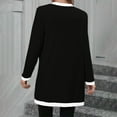 thumbnail image 4 of WTOBBY Women's Knitted Cardigan Jacket with Single Breasted Front and Patch Pockets, Mid Length Contrast Color, Casual Long Sleeve,Black L, 4 of 4