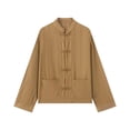 thumbnail image 2 of Miqool Women's Mandarin Collar Shirt Jacket Vintage Long Sleeve Button Knot Closure Lightweight Coat with Pockets, 2 of 8