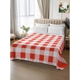 thumbnail image 2 of Orange Red Checkered Twim Size Flat Sheet, Wrinkleproof & Fadeproof Cooling Flat Bed Sheet Only, Farmhouse Buffalo Plaid Breathable Soft Bedding Top Sheets 66 x 96 Inches, 2 of 8